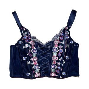 Victoria's Secret Jeweled Embroidered Lace-Up Corset Size Small